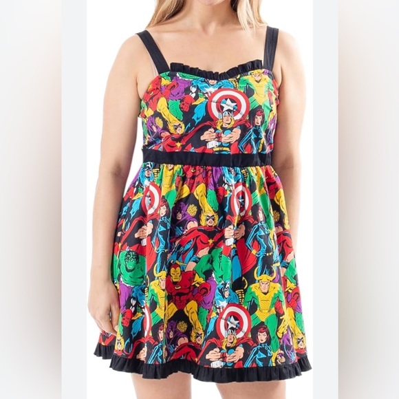 Mighty Fine Dresses & Skirts - Marvel Dress Black Mighty Fine Presents Vintage Comics Avengers sz L